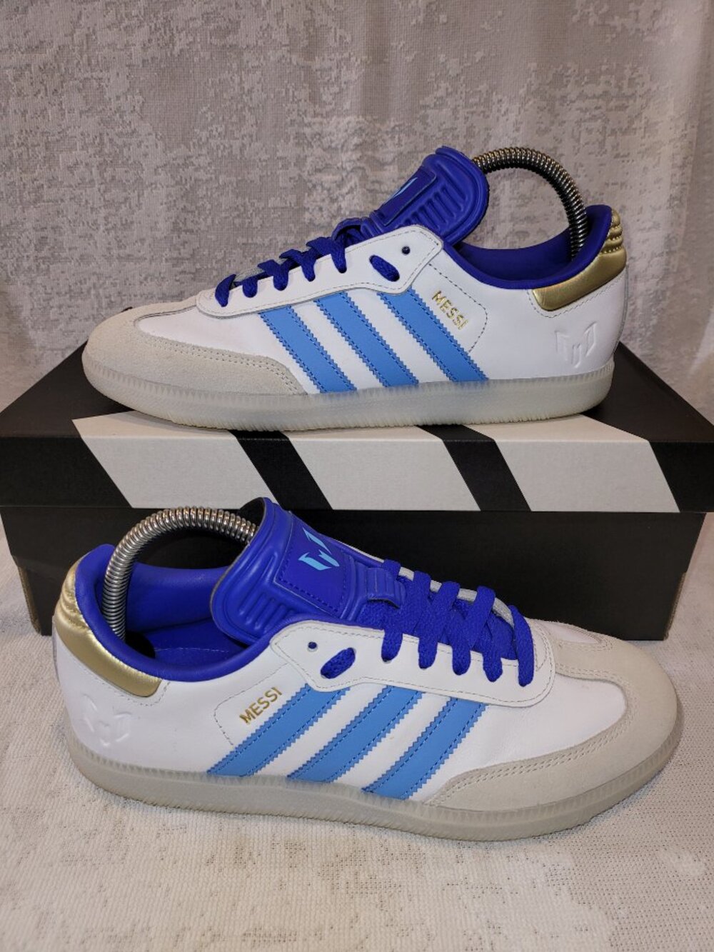 Adidas Samba Lionel Messi White Lucid Blue Blue Burst Gold ID3550 Men's Size 7